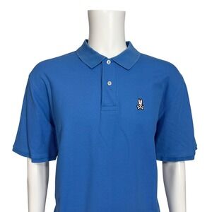Psycho Bunny Mens Pima Cotton Polo Shirt Blue Short Sleeve Logo Size 9 (XXL)